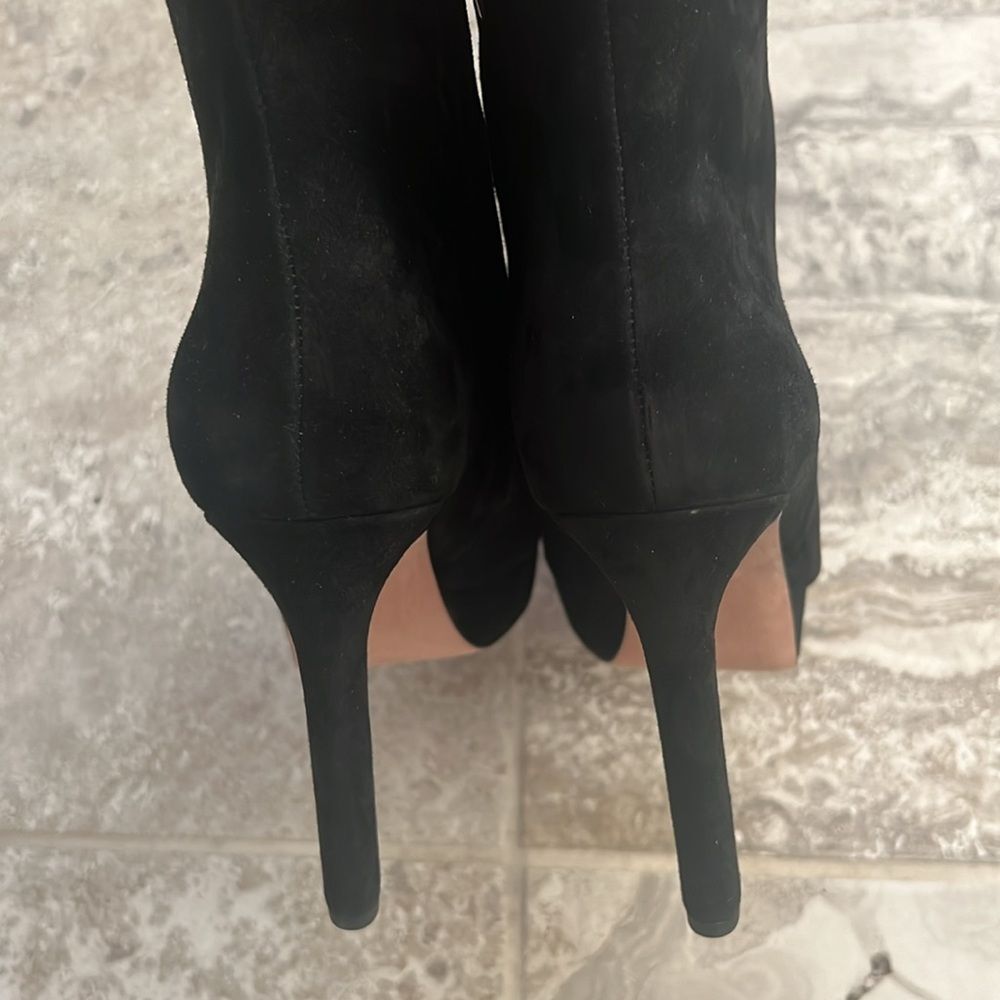 Veronica Beard Dali Suede Platform Ankle Boots, Black, New, Size 8 - Picture 9 of 16